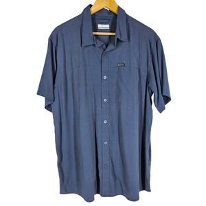 COLUMBIA MEN'S PFG SHORT SLEEVE BUTTON-UP SHIRT BLUE SIZE LARGE